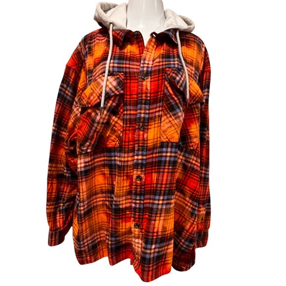 Urban Outfitters Flannel Plaid Hooded Oversized Shirt, XL - Picture 11 of 11